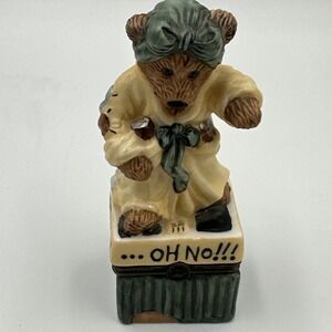 Boyds Bears Bearware Pottery Trinket Box "Oh No" Bear on Bathroom Scale Dieting